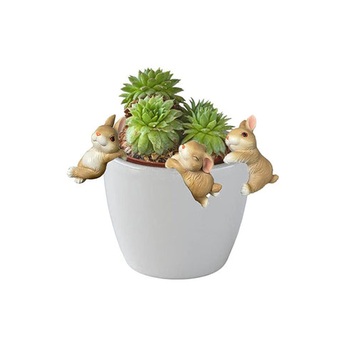 Ebrima bunny figurine plant pot hanger makes a charming gift-ready garden accent.
