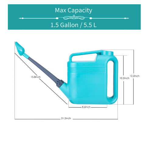 Ebristar Aquamarine watering can with rotating sprinkler head for versatility