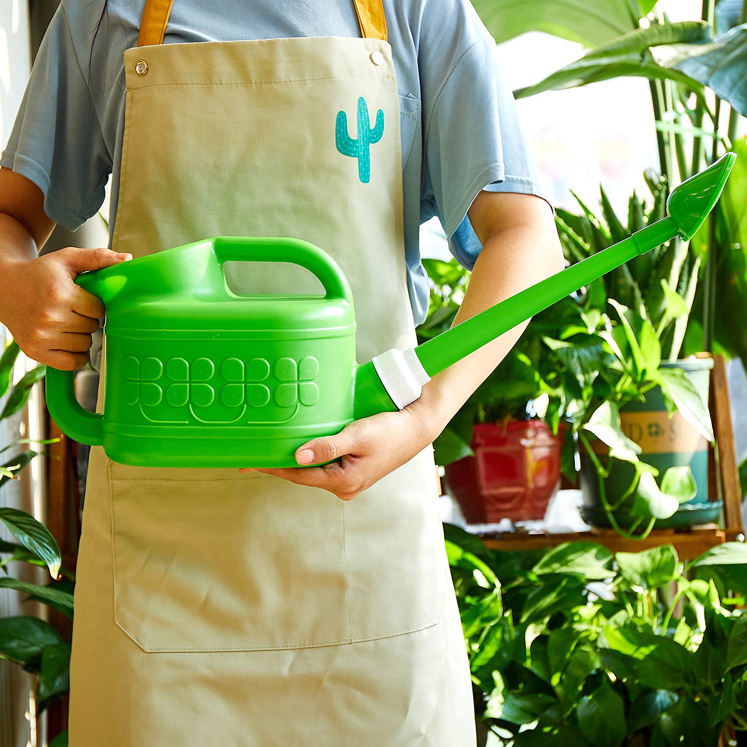 Ebristar watering can with 360-degree sprinkler head for versatile watering