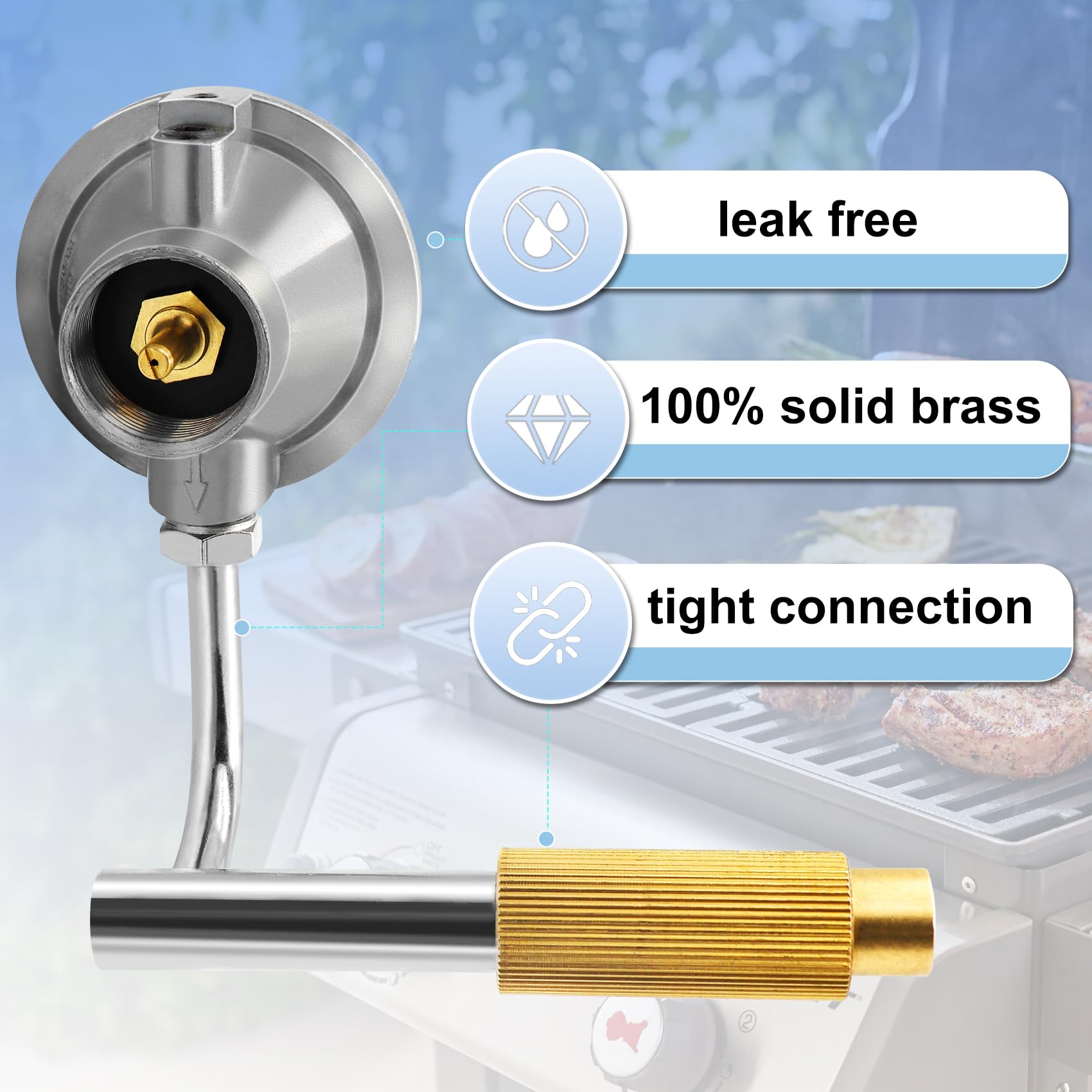Ebusin regulator delivers steady low-pressure flow at 25,000 BTU per hour.