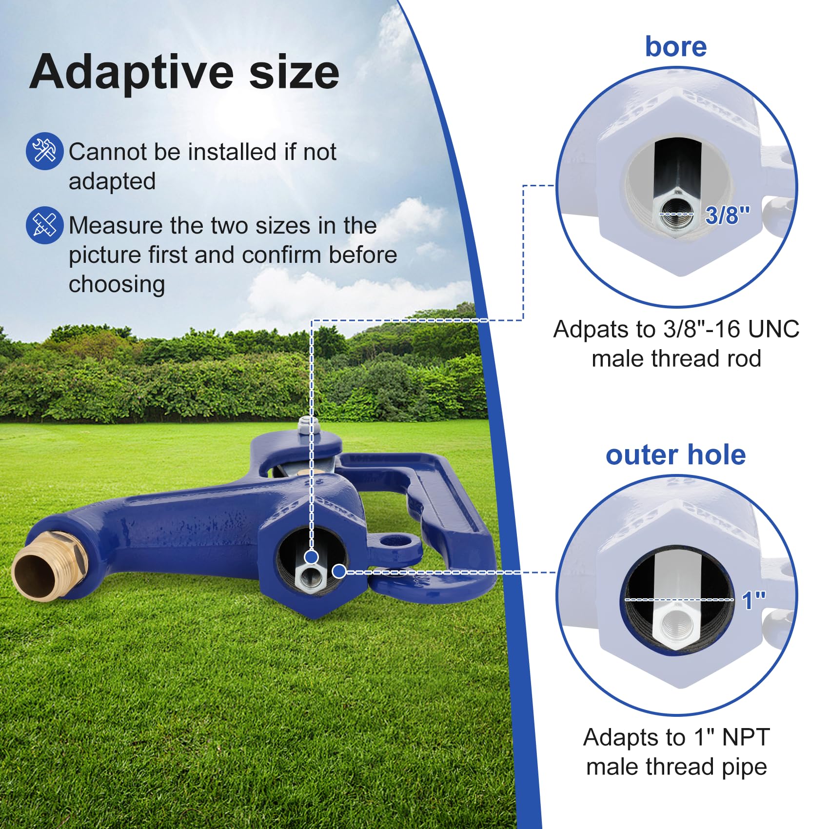 Ebusin Yard Hydrant Head with 3/8-16UNC rod compatibility enables quick top swaps
