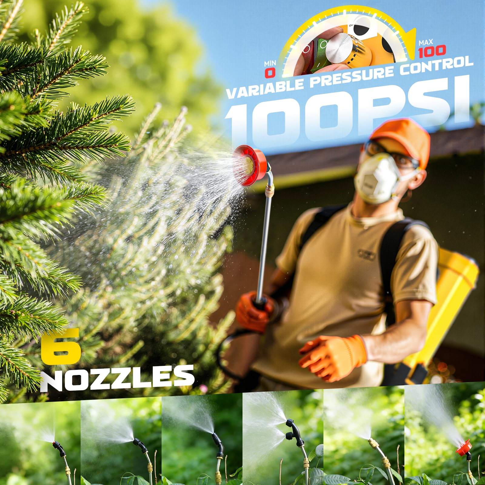 Ecarke 42-inch wand shows reach for elevated bushes and multi-zone spraying.