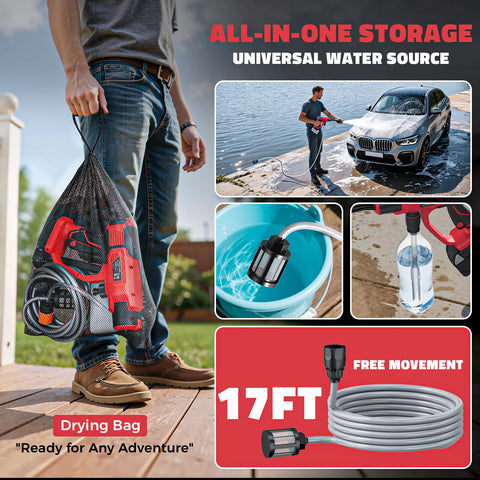 Ecarke cleaning versatility across cars, decks, fences, and more with cordless freedom.