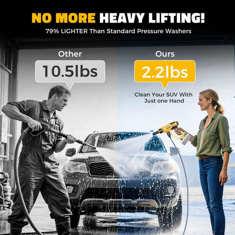 Ecarke foam cannon attached for thick suds on car surfaces
