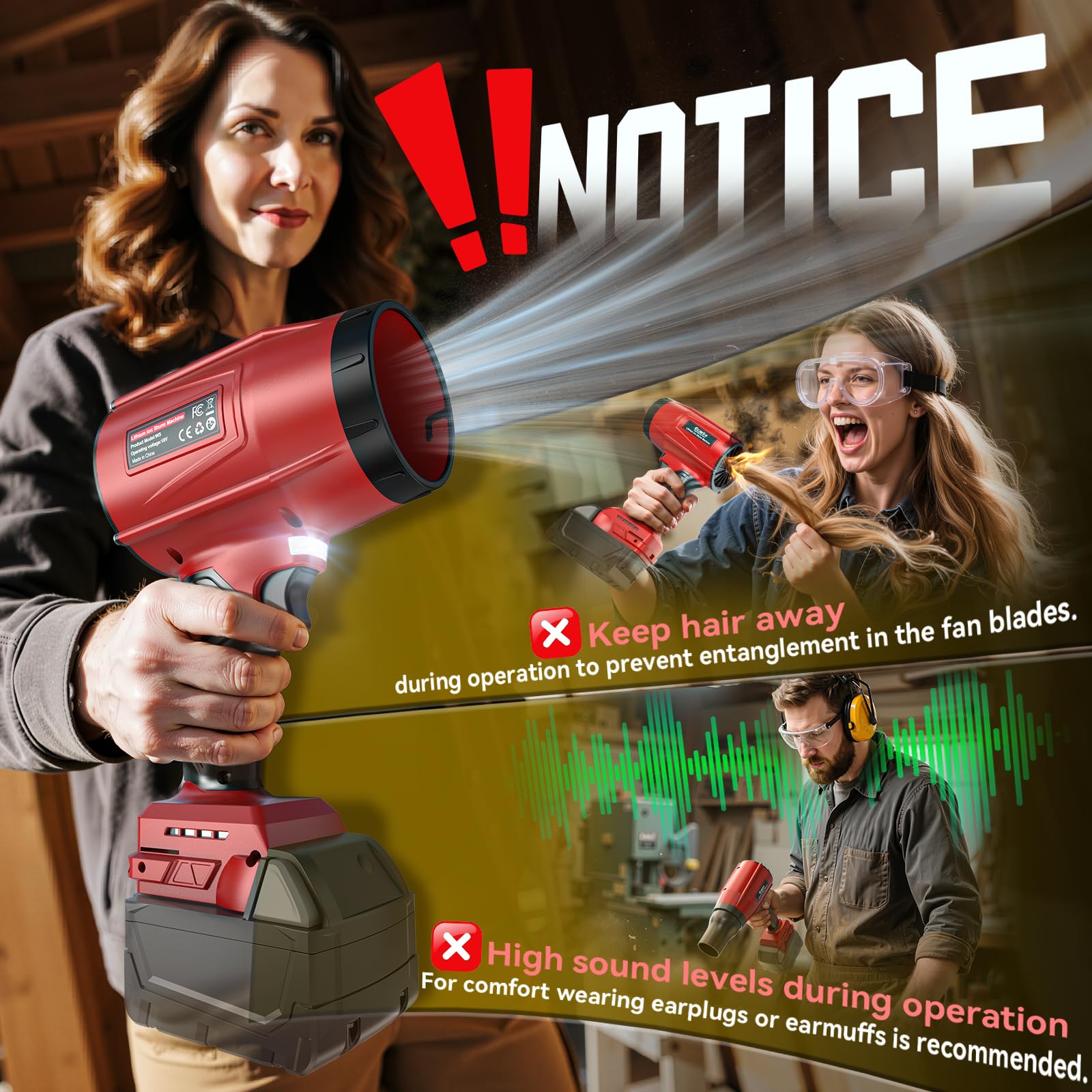 Ecarke safety features remind users to wear ear protection during use.