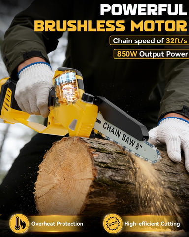Tool-free auto-tension enables quick, safe chain adjustments.