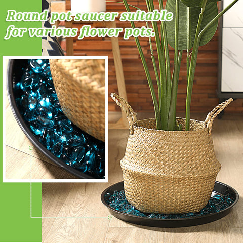 Eccliy display-ready plant saucer doubles as decorative tray for small items.