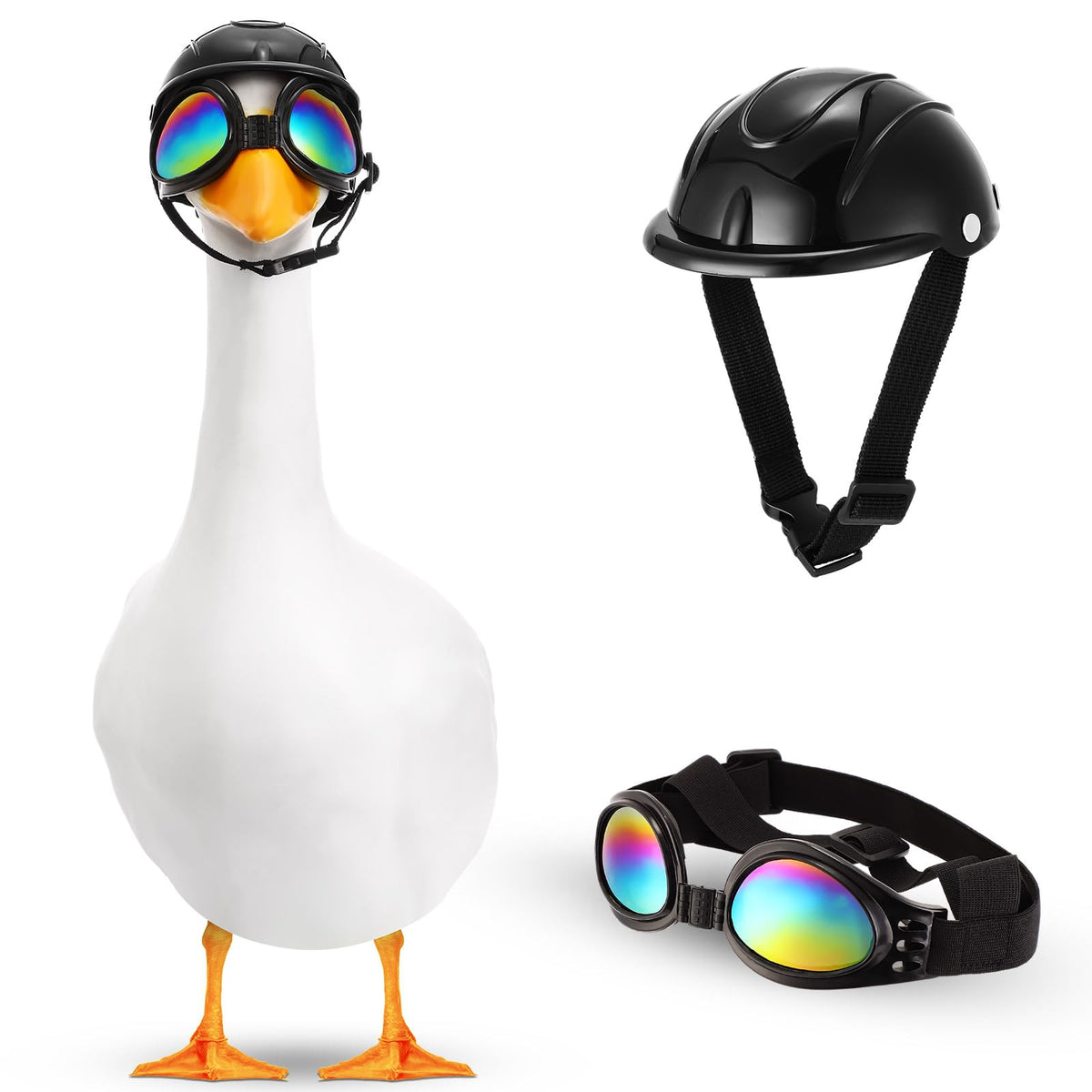 Eccliy goose helmet on lawn statue adds stylish outdoor decor and charm