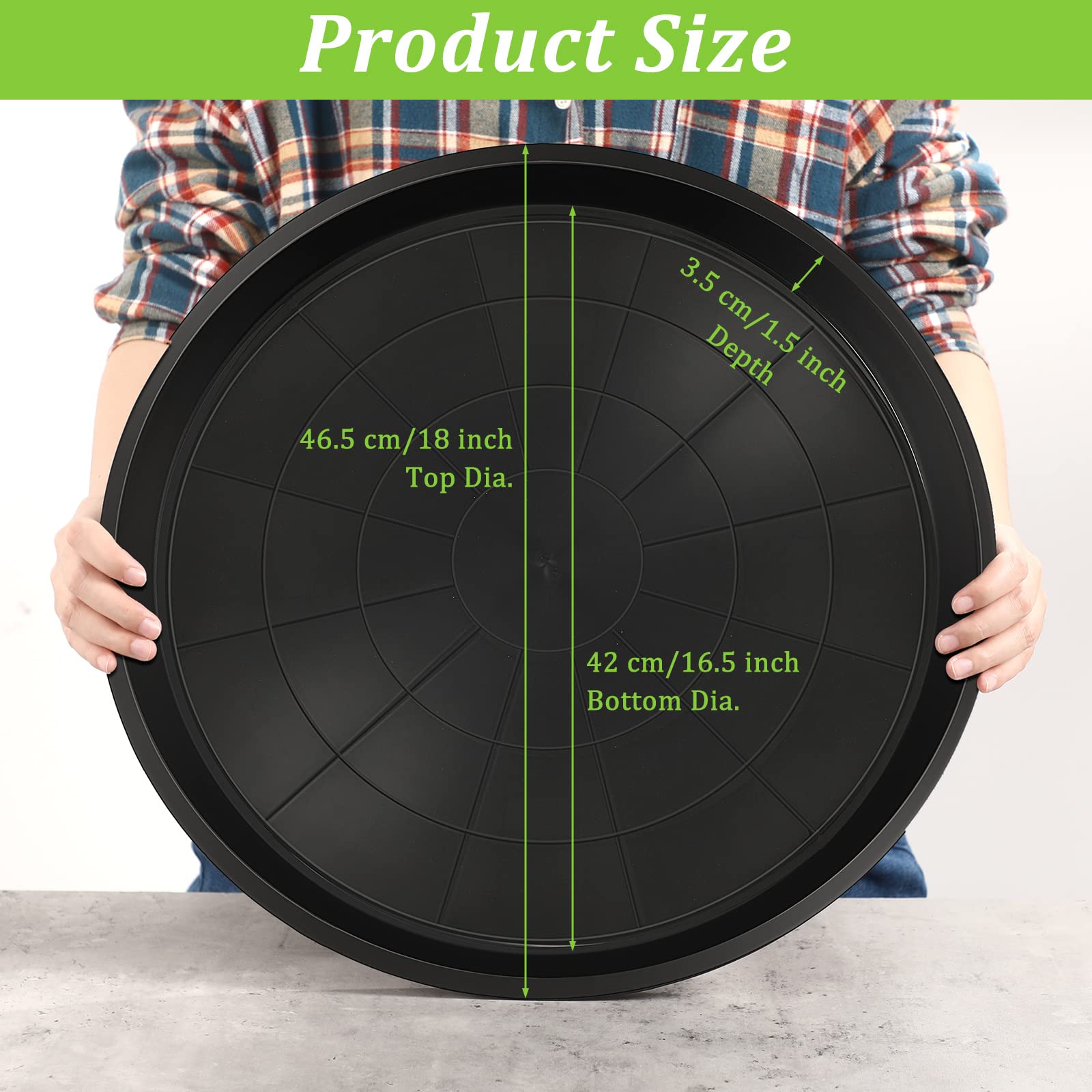 Eccliy heavy-duty round planter tray resists cracking for indoor and outdoor use.