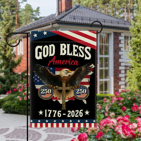 ECCYMY God Bless 250 Years flag back view showing double-sided design.