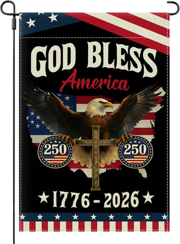 ECCYMY God Bless 250 Years flag front view with vibrant colors for outdoor display.