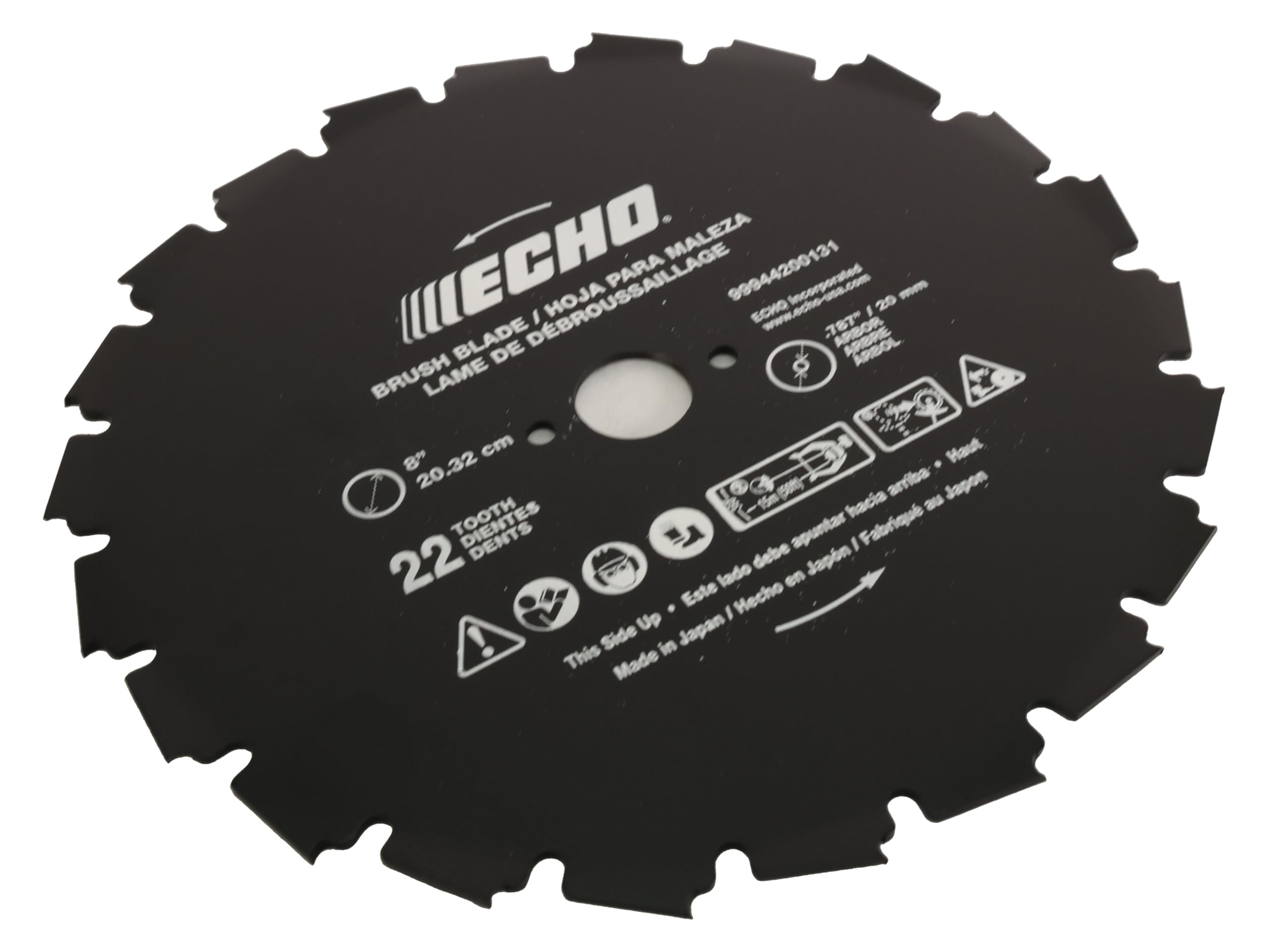Echo blade showing 20 mm bore designed for quick mounting in compatible trimmers
