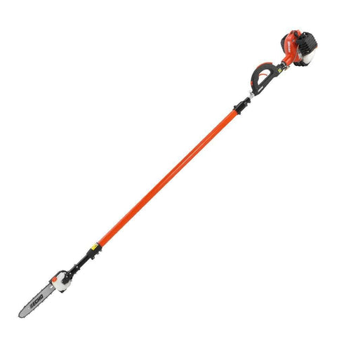 Echo pole saw with extendable shaft reaching 12.1 ft for high branches.