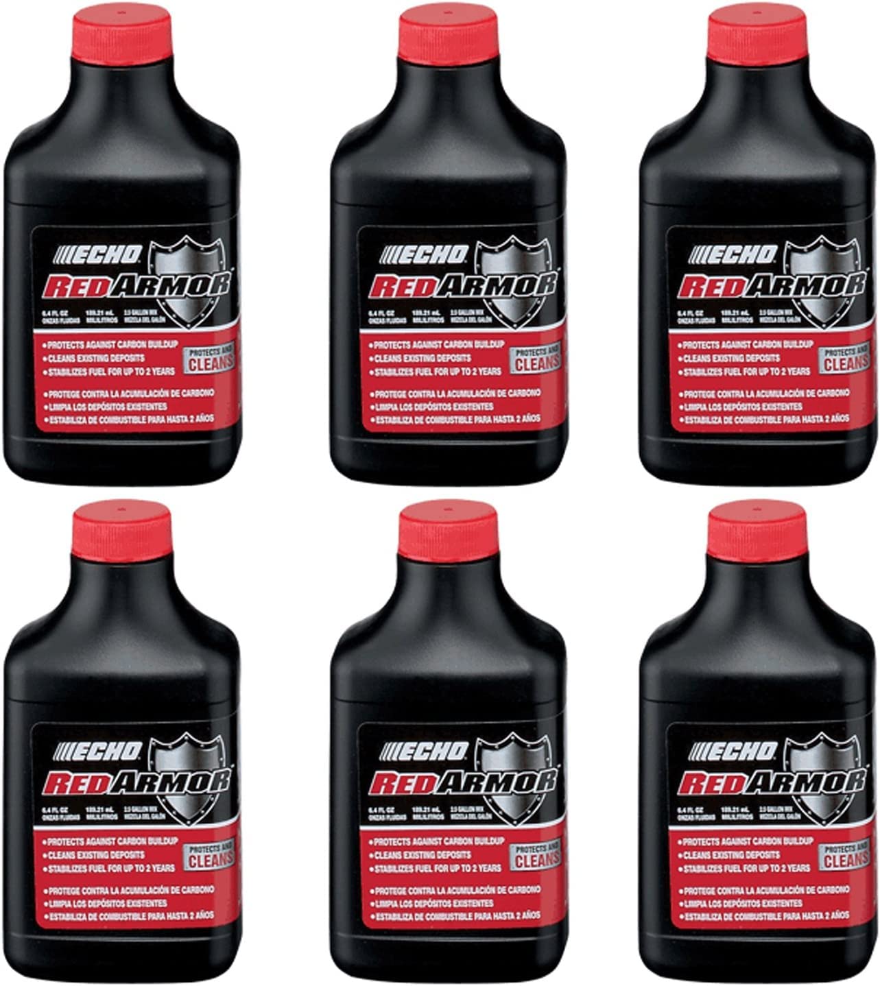Echo Red Armor 6.4oz bottle for 50:1 two-stroke mix and deposits protection.