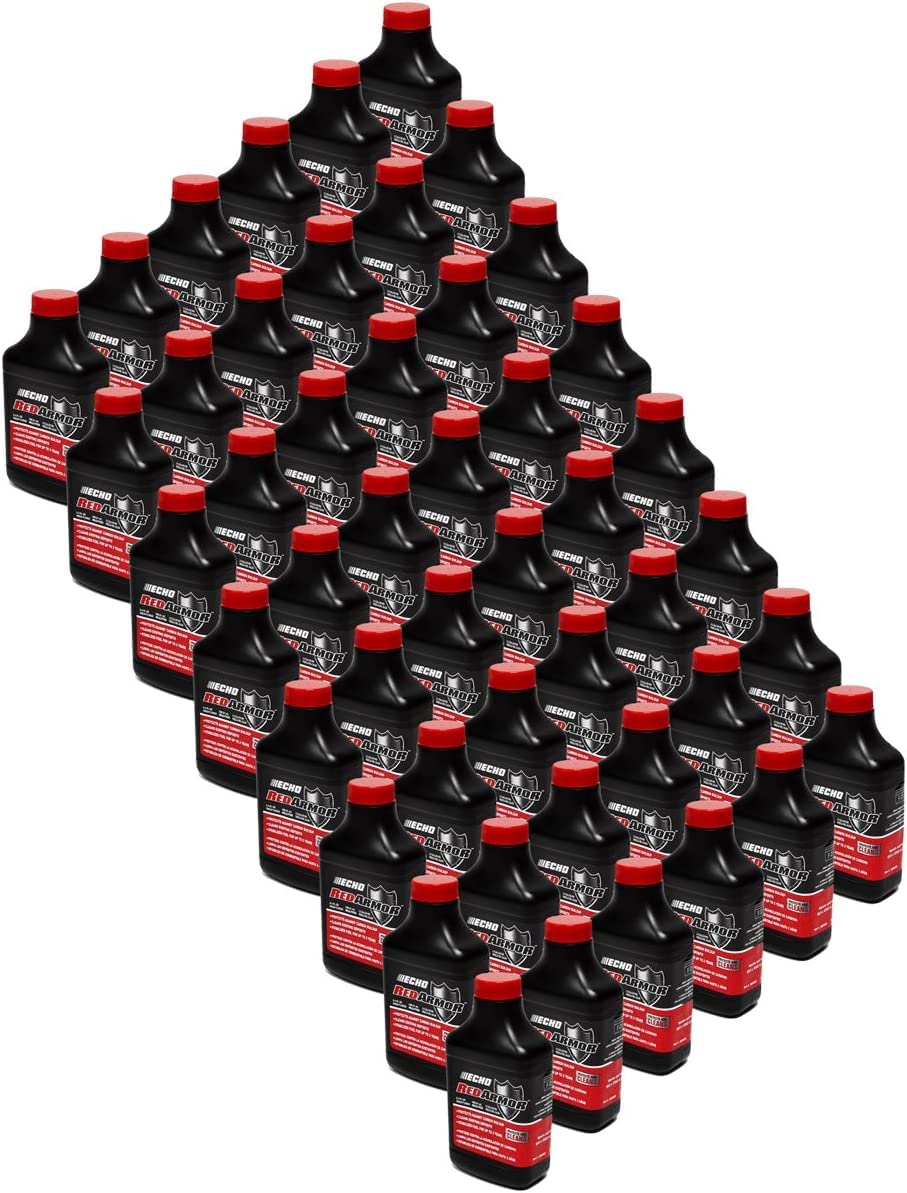 Echo Red Armor 2-cycle oil bottle ready for quick fuel mixes.