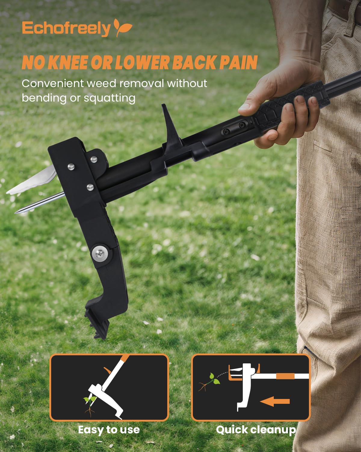 Echofreely lifetime-warranty weed puller for worry-free yard care