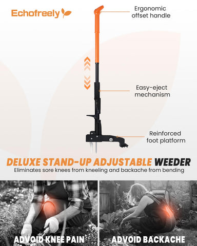 Echofreely weed puller 4-claw stainless steel head grips roots