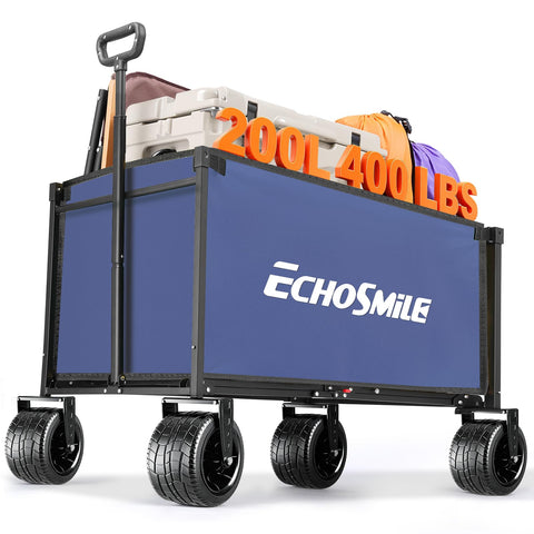 EchoSmile collapsible wagon with wide beach wheels for stable sand transport