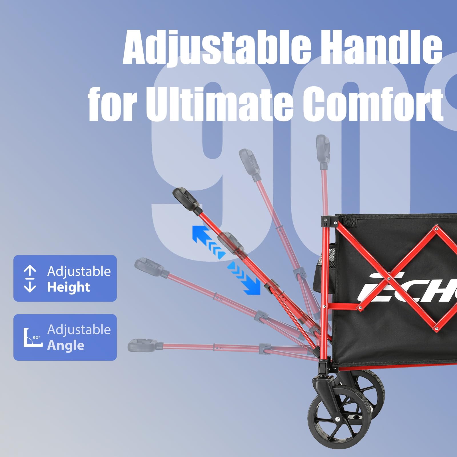 EchoSmile wagon in compact folded state fits neatly in a trunk or closet.