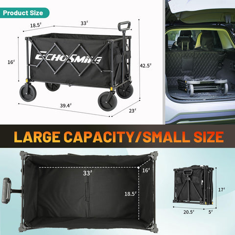 EchoSmile wagon quickly sets up without tools for quick trips.