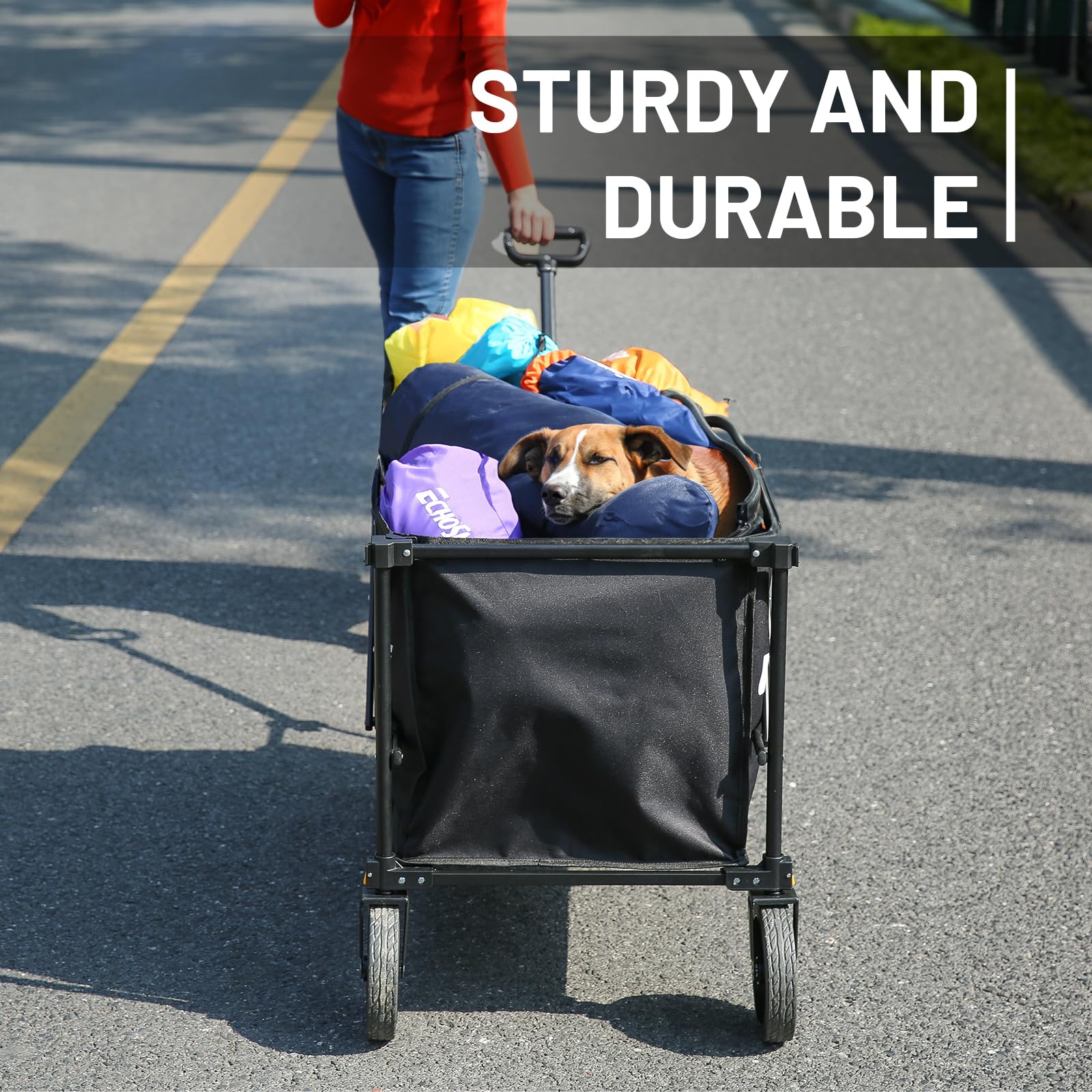 EchoSmile wagon supports camping, groceries, and garden tasks during outings.