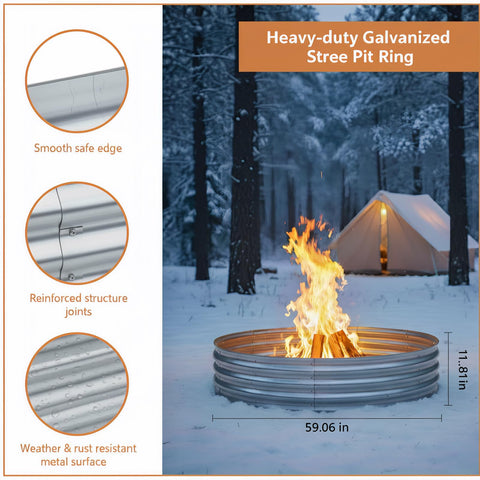 Eclaron 60-inch fire pit ring in use during a cozy backyard gathering.