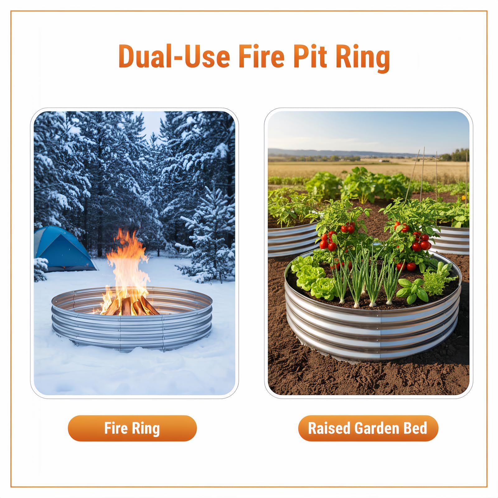 Eclaron 60-inch fire pit ring top view highlights spacious flame area.