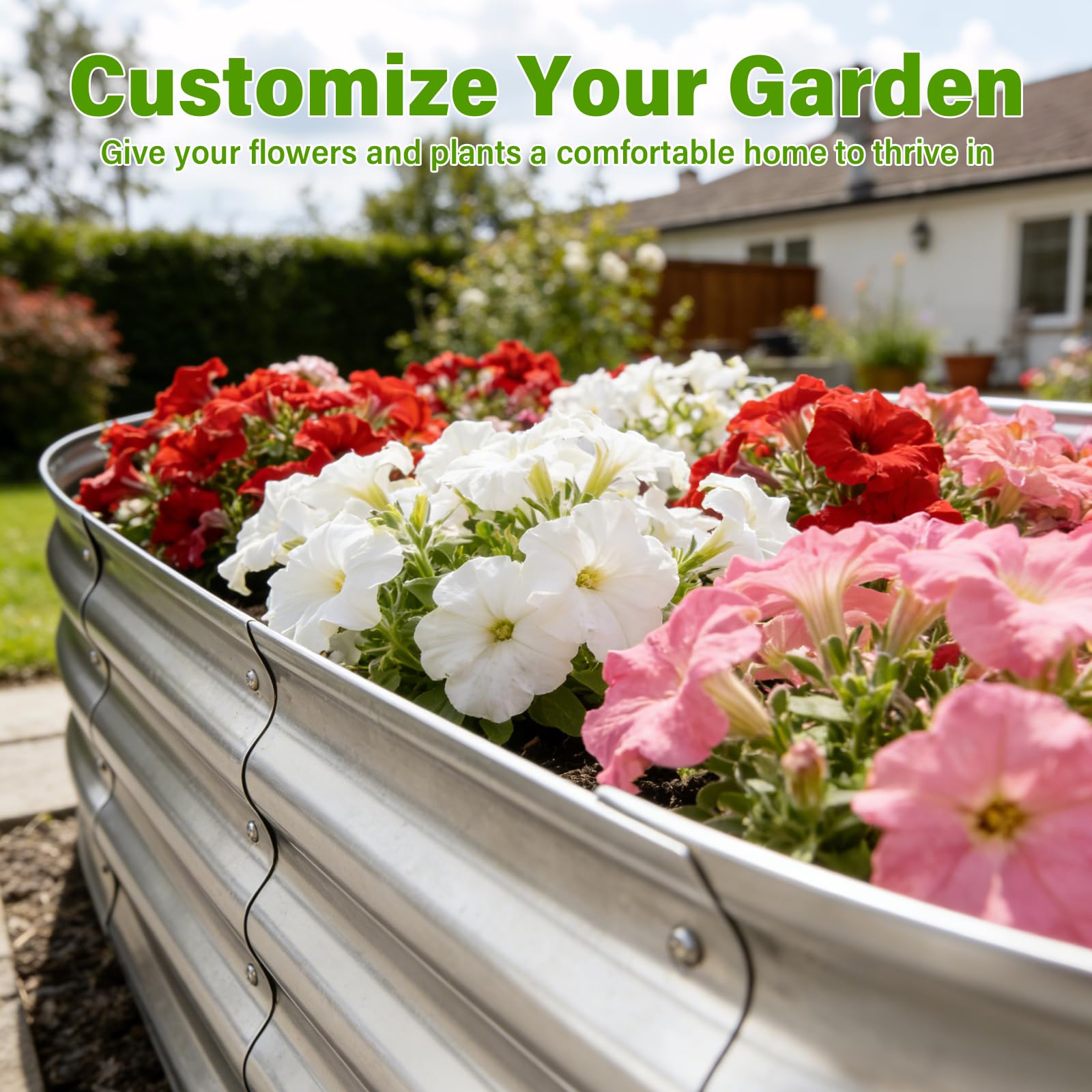 Eclaron 7-cubic-foot capacity supports vegetables, herbs, and flowers.