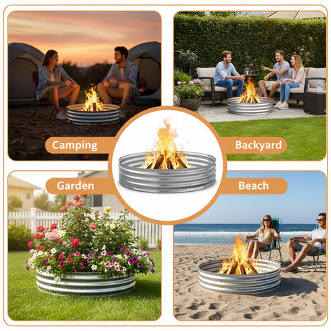 Eclaron galvanized steel fire pit ring offers durable, rust-resistant outdoor performance.