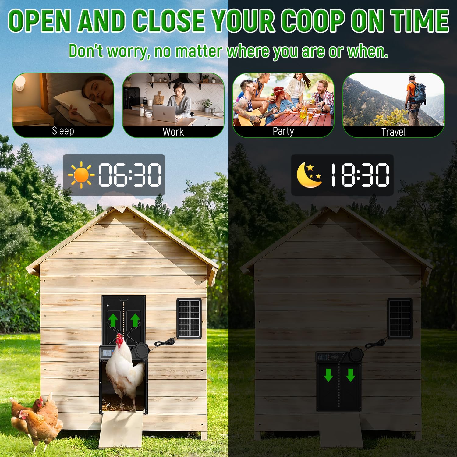 ECLINCO LCD display shows door settings for easy configuration
