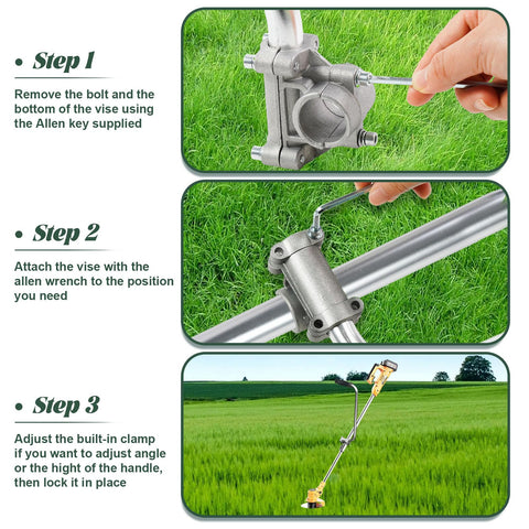 Ecmln weed eater handle mounted on tiller shaft for better leverage.