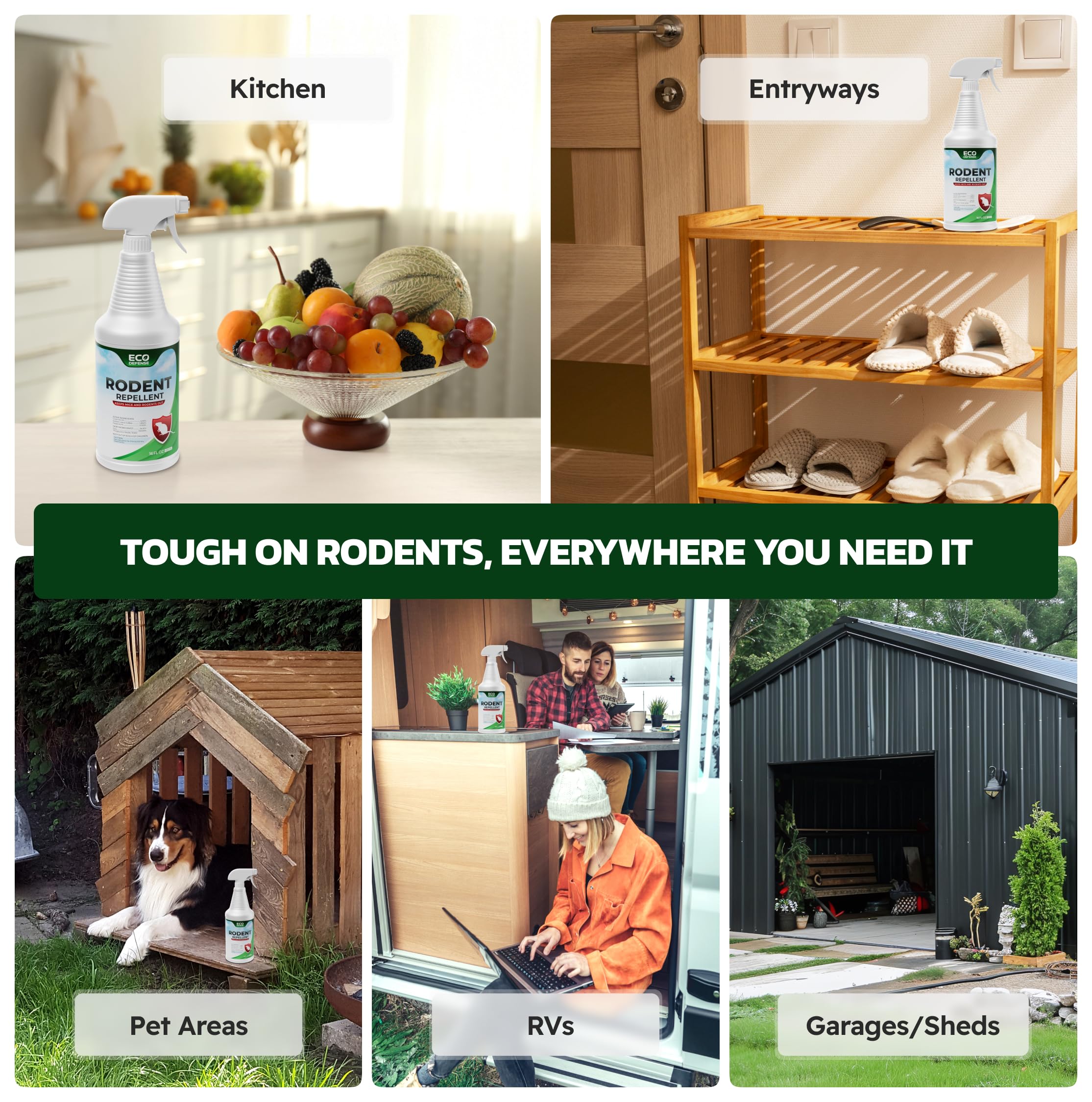 Eco Defense kitchens and pantry edges spray keeps stored food areas less inviting.