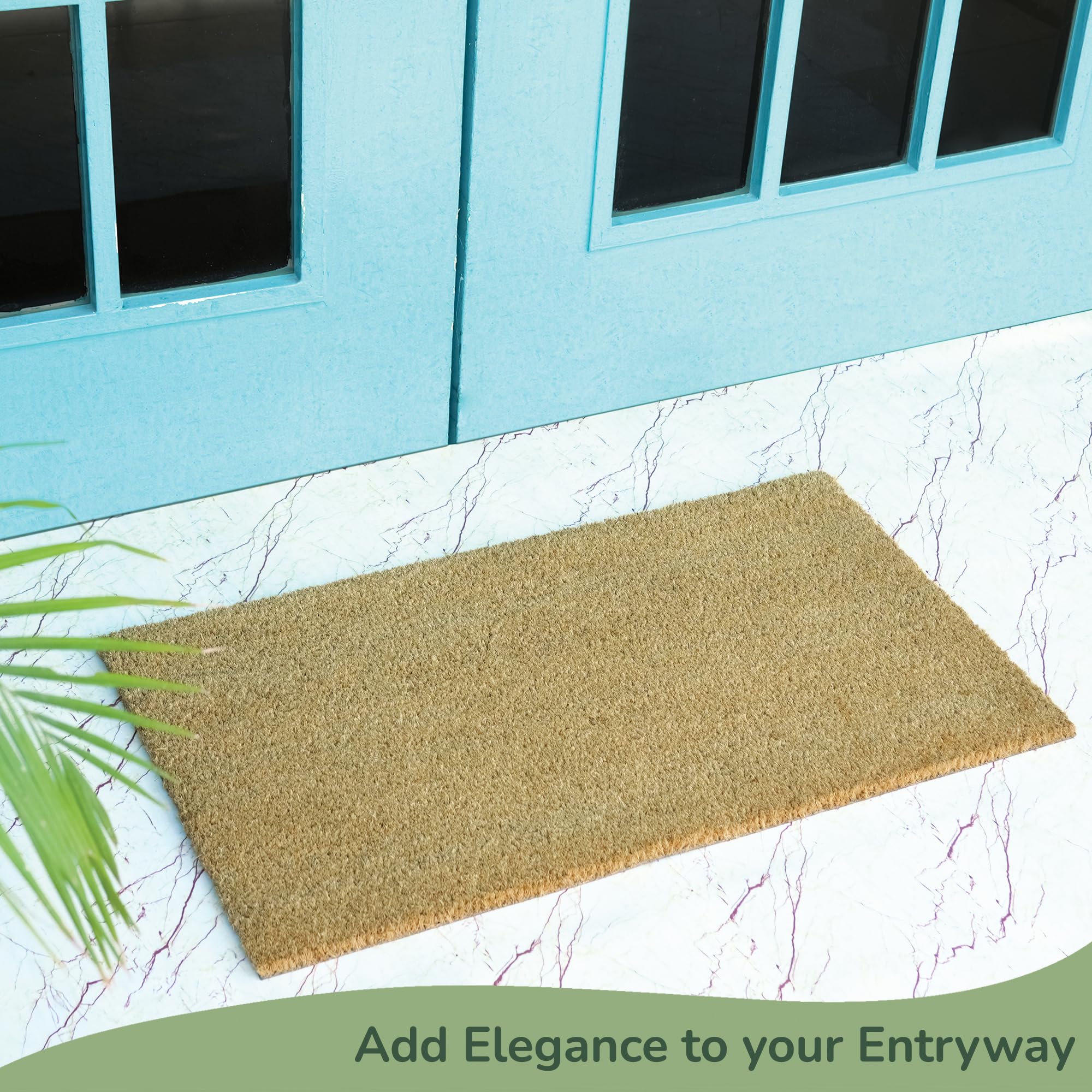 Eco Living beige welcome mat adds warmth while protecting floors.