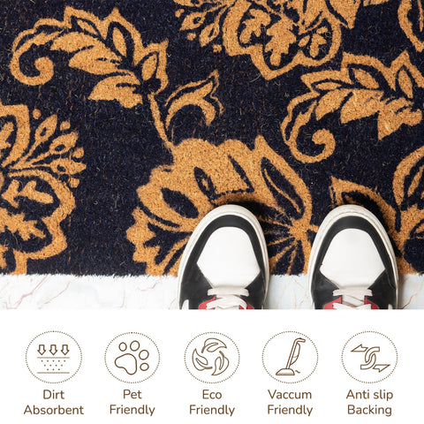 Eco Living door mat features 30x17 inch size for standard doorways.