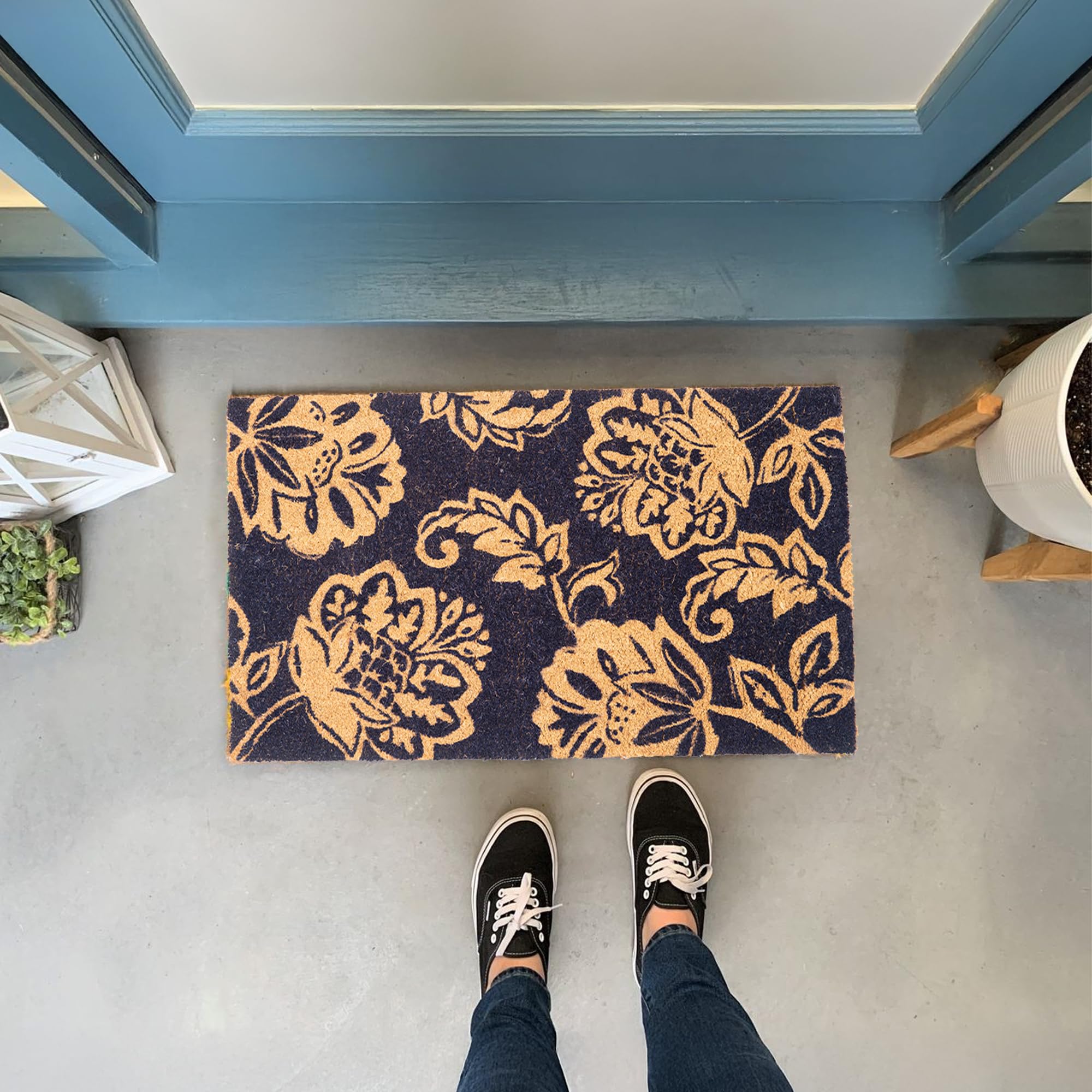Eco Living coir mat with non-slip PVC backing stays securely in high-traffic entryways.