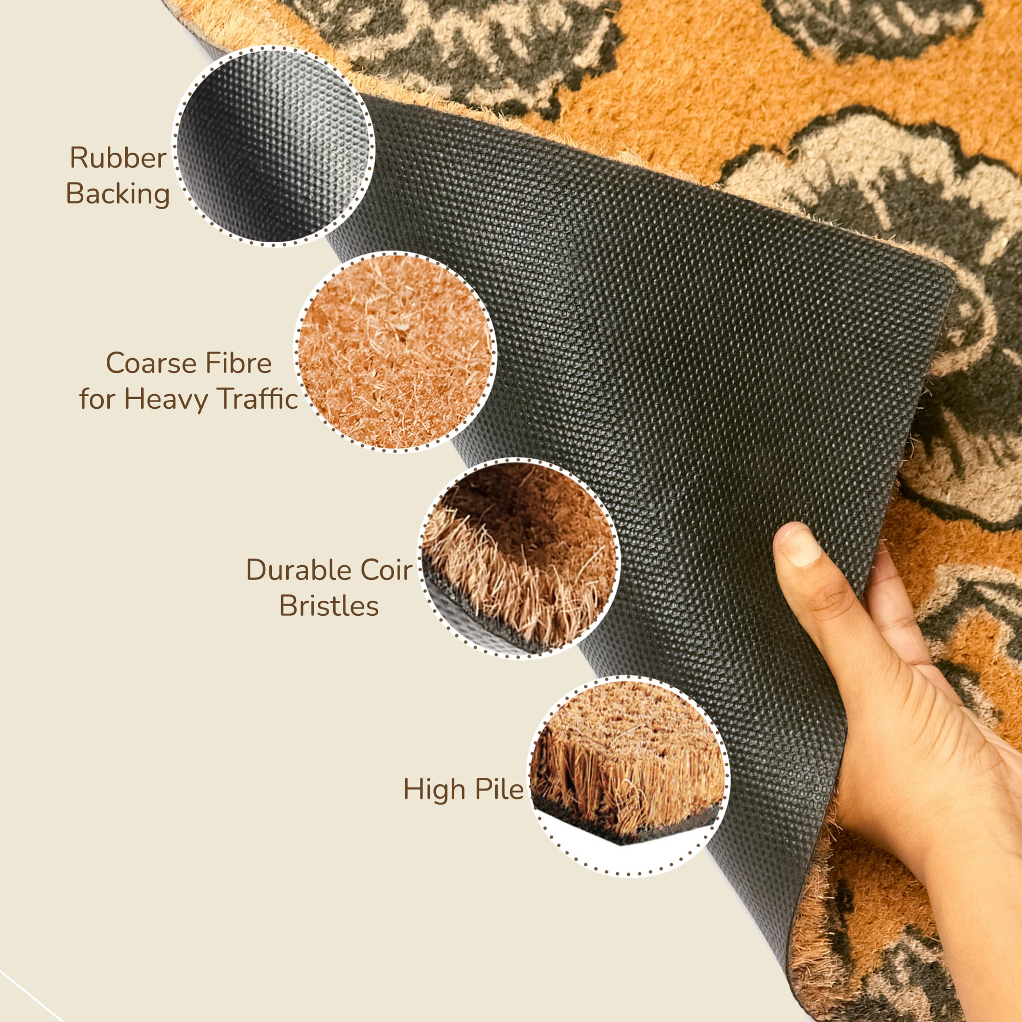 Eco Living coir doormat size 30x17 fits standard doorways with style
