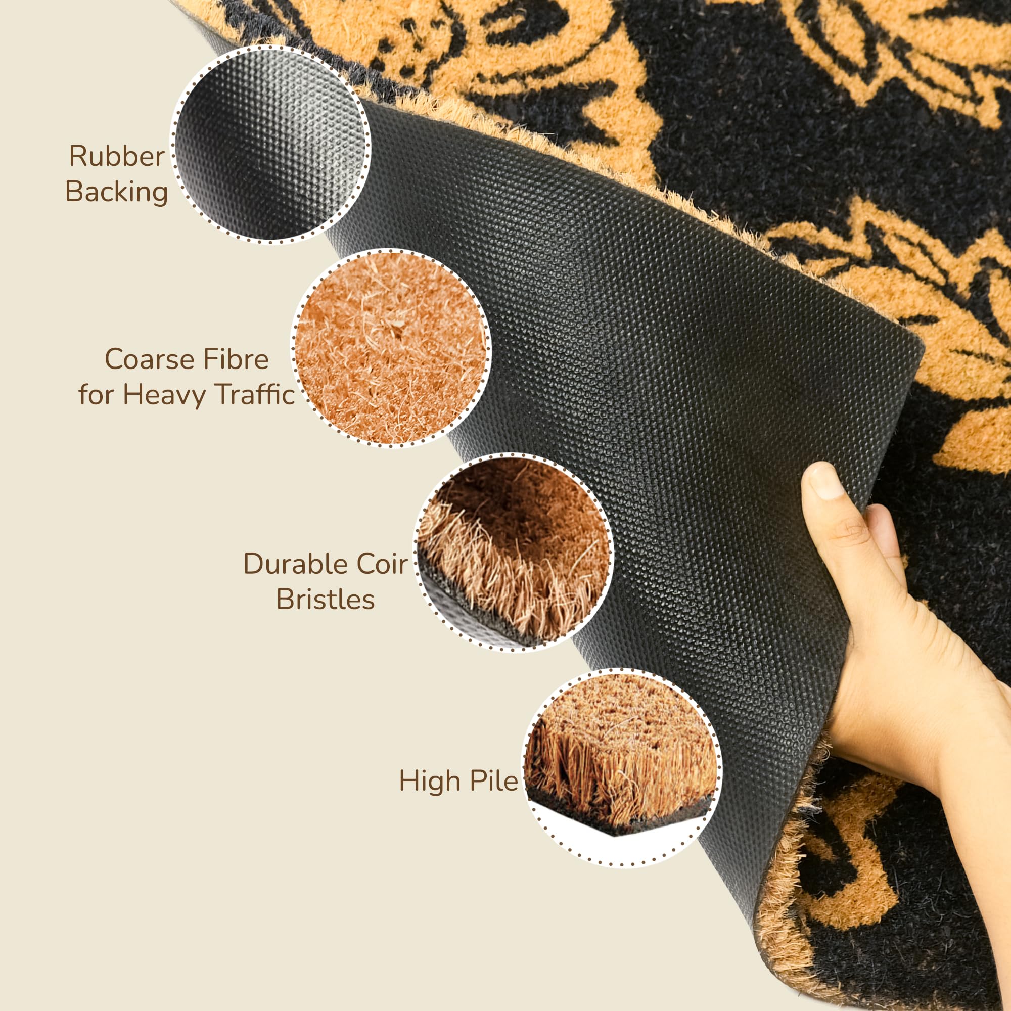 Eco Living coir mat adds elegant floral decor while keeping entryways clean.
