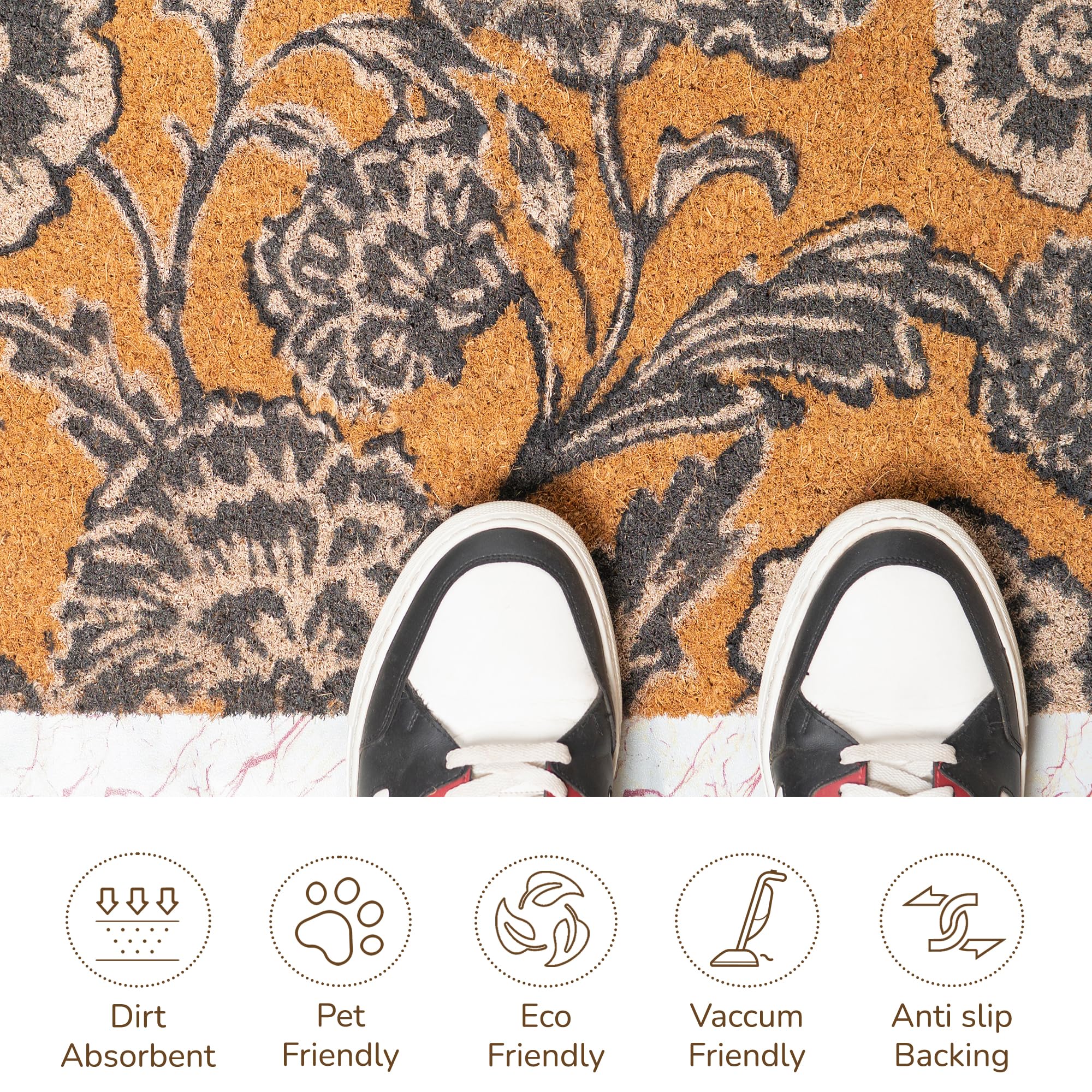 Eco Living welcome mat enhances front-door decor with Chelsea flower print