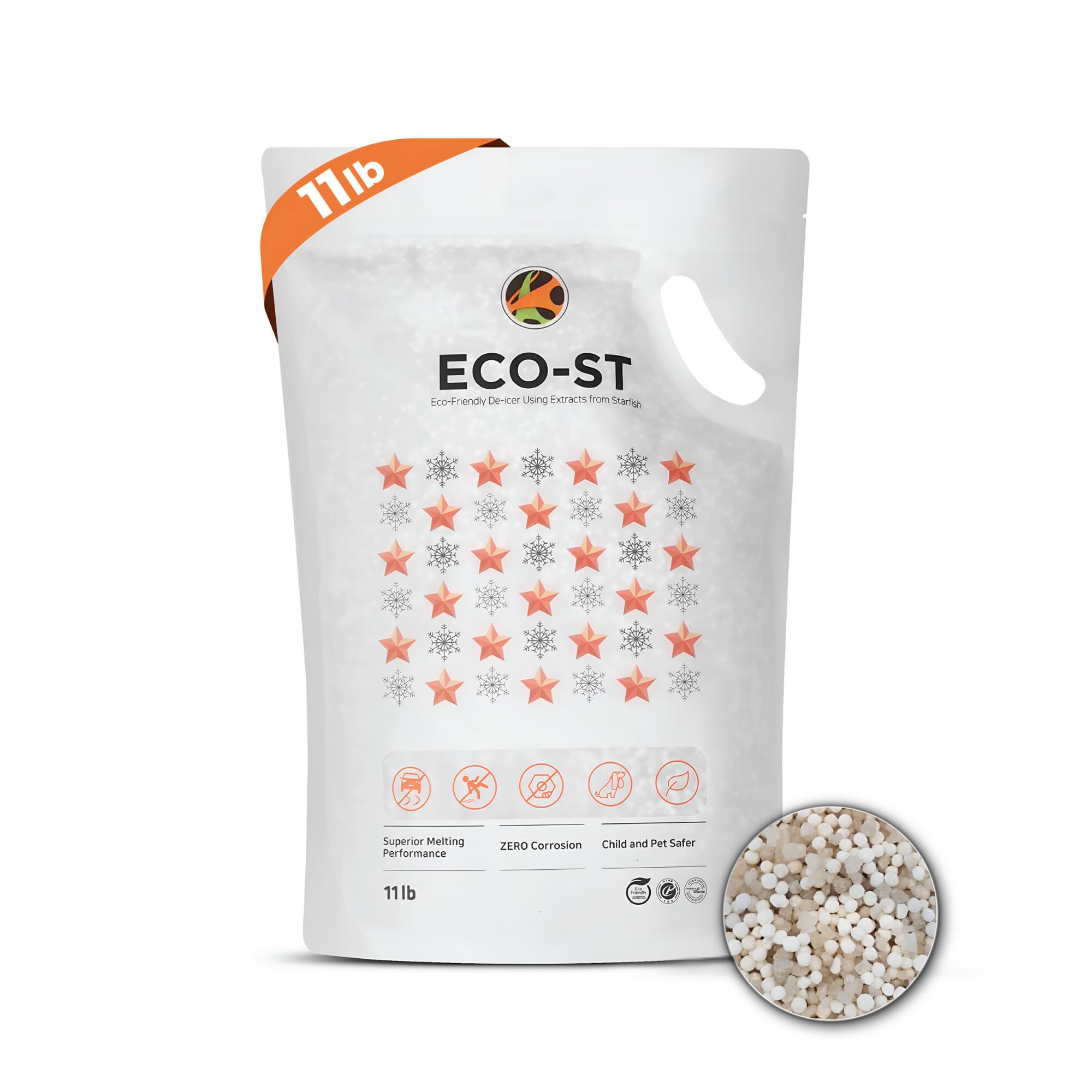 ECO-ST Ice Melt packaging front helps you stock up for safer, concrete-friendly snow removal.