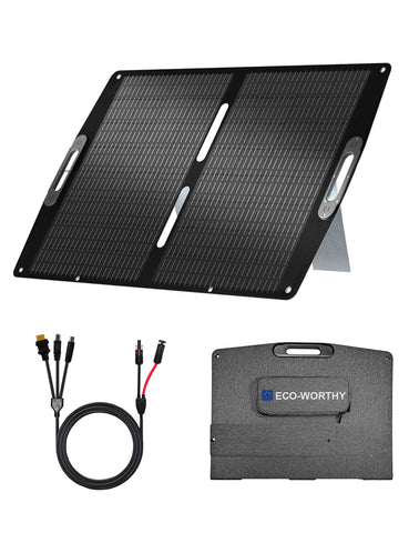 Eco-Worthy 100W solar panel folded compact for portable transport.