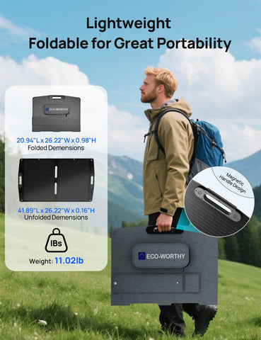 Eco-Worthy 100W solar panel integrated mounting holes for quick setup.