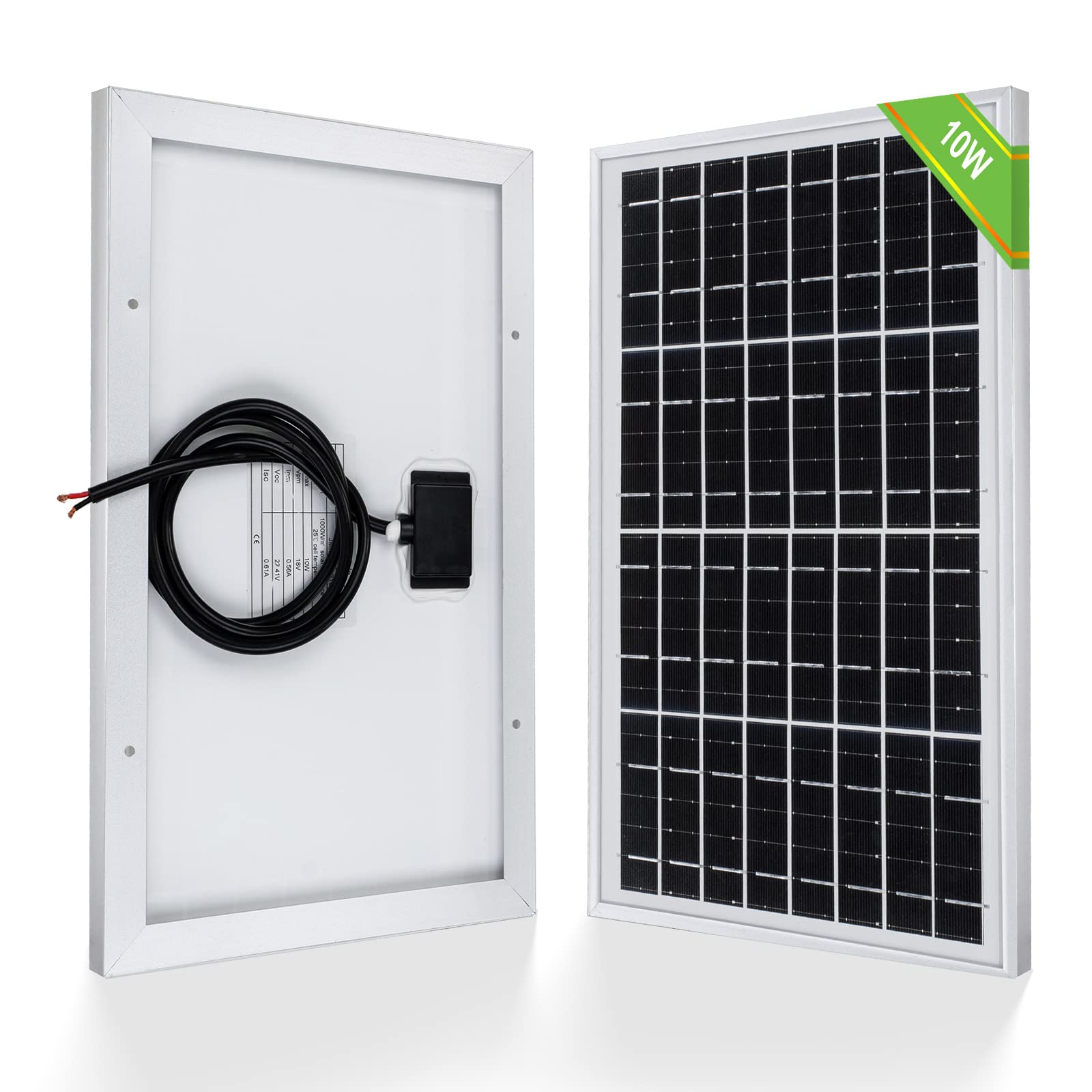 ECO-WORTHY 10W solar charger front view for portable 12V charging