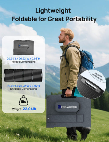 ECO-WORTHY 200W panel suitable for RV camping and off-grid adventures.