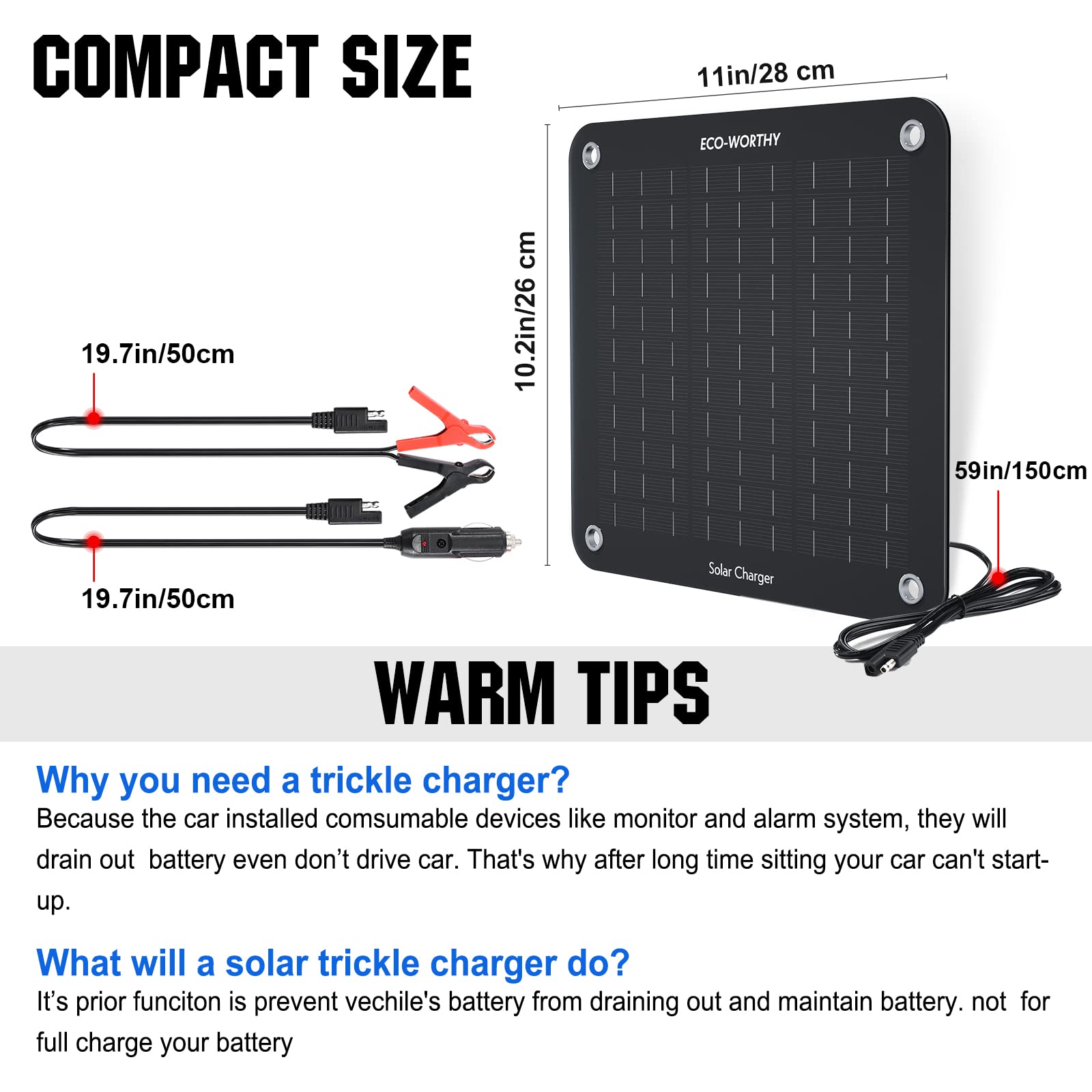 Easy 3-minute install for cars and RVs using the SAE cable.
