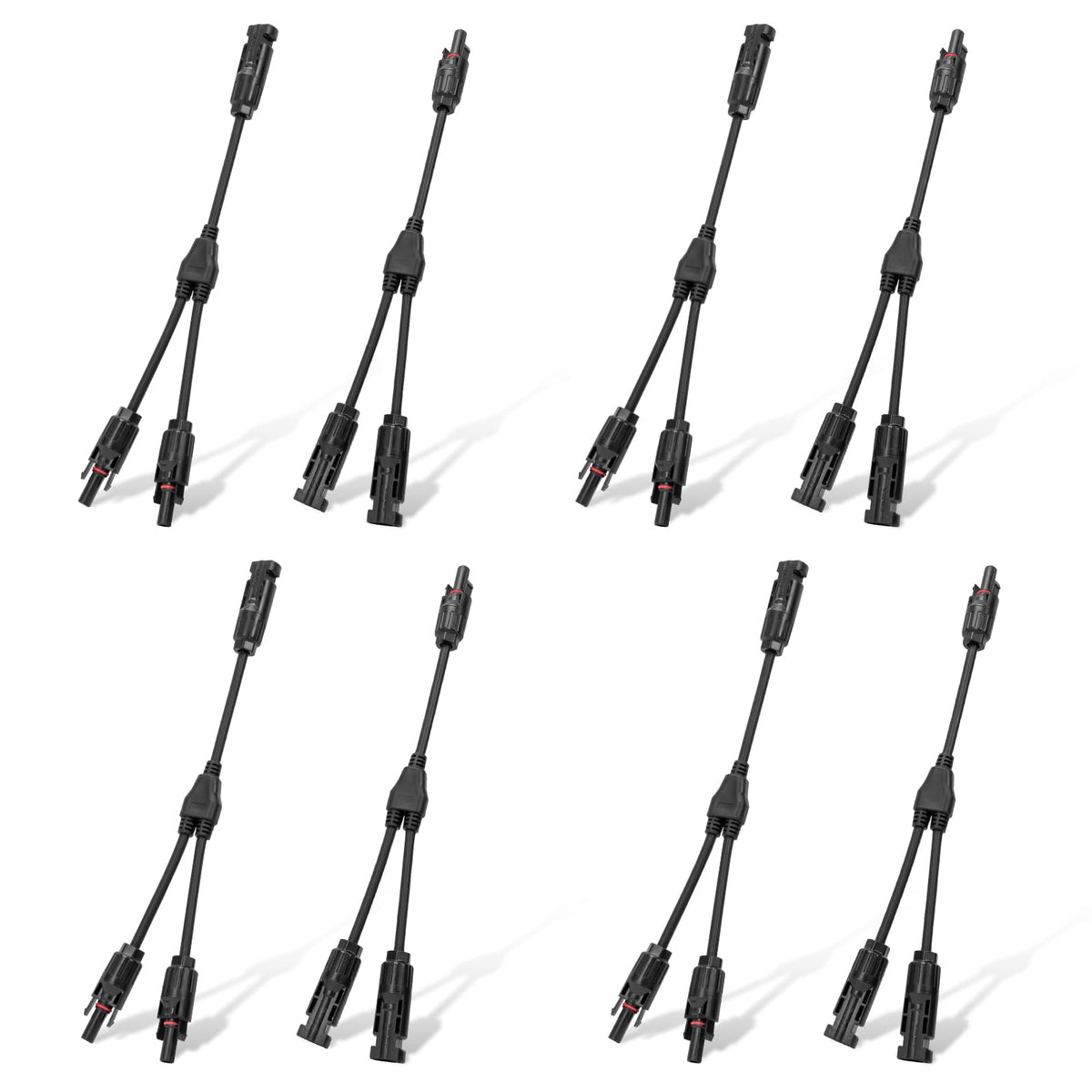 ECO-WORTHY 4-pair Y-branch solar connector front view enables reliable parallel wiring.