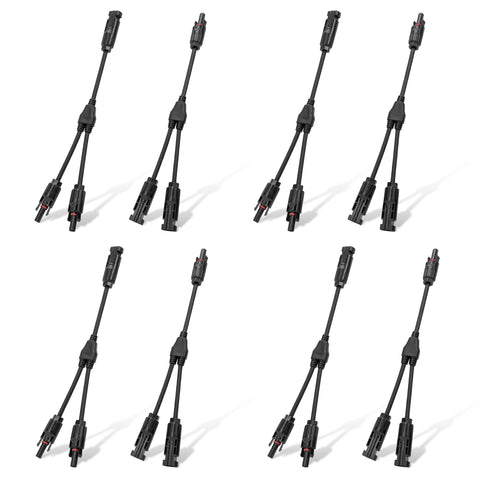 ECO-WORTHY 4-pair Y-branch solar connector front view enables reliable parallel wiring.