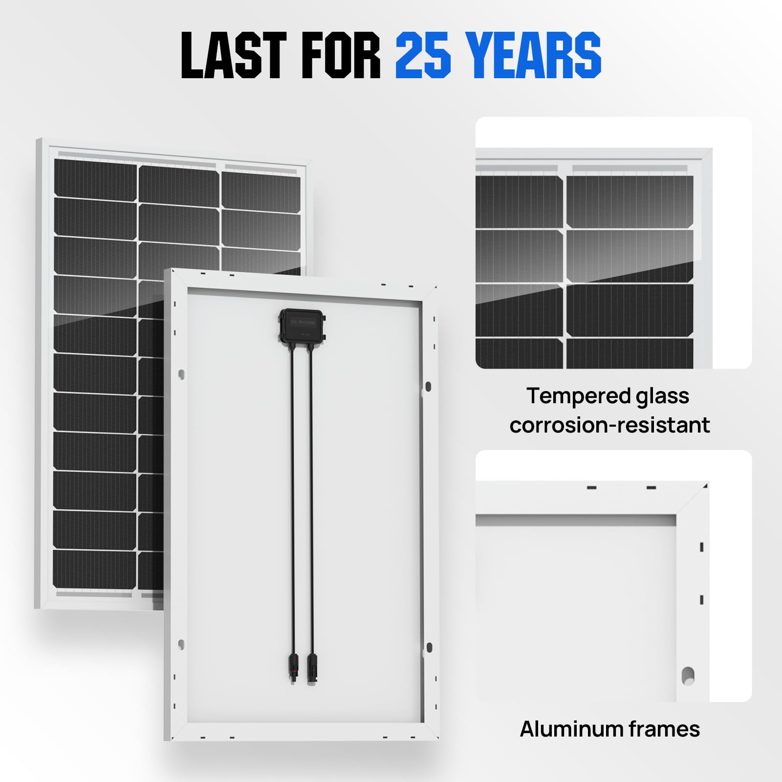 Eco-Worthy aluminum frame closeup demonstrates corrosion resistance for outdoor use.