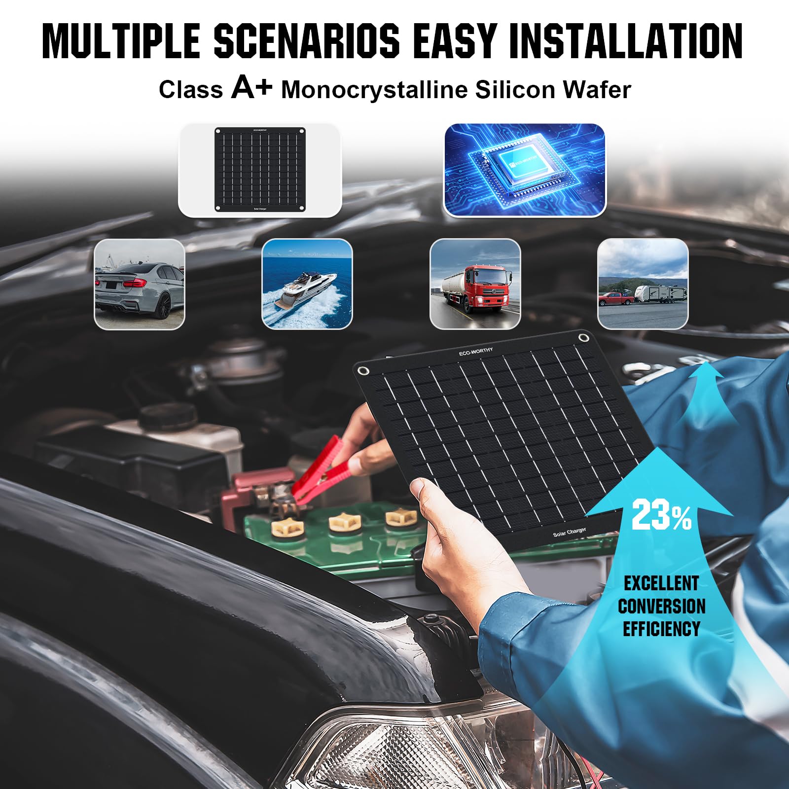 Supports cars, boats, and utility vehicles for battery maintenance.