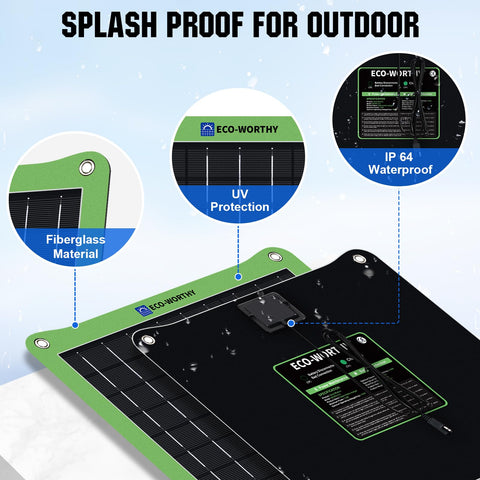 ECO-WORTHY panel secured by four PVC suction cups