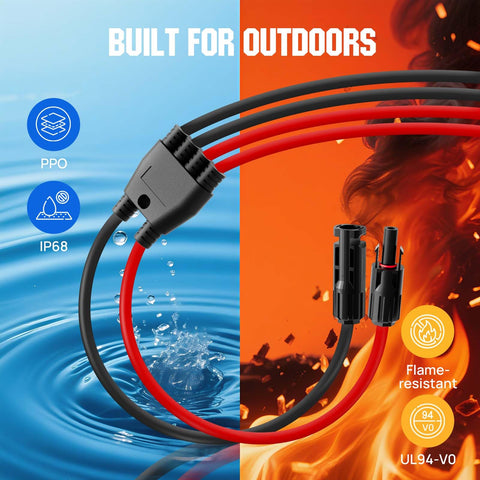 Eco-Worthy IP68 and UL94-V0 rated connector for safe outdoor use.